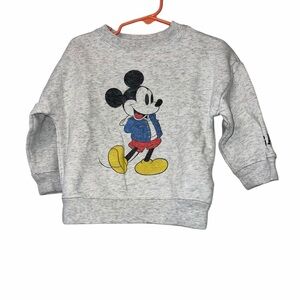 Baby GAP Light Gray heathered Kids Sweatshirt with Mickey Mouse 18-24m